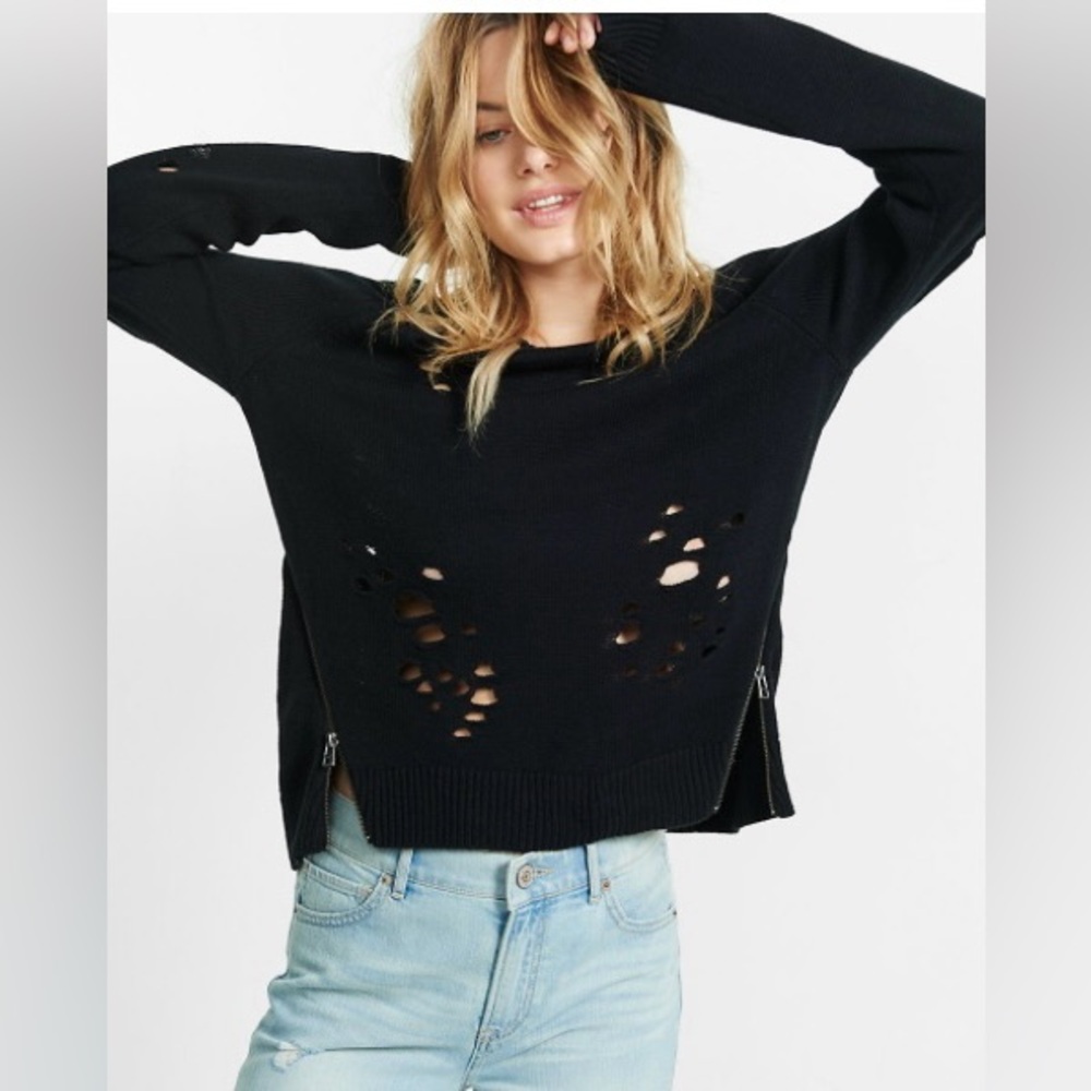 Express Distressed Black sweater   large